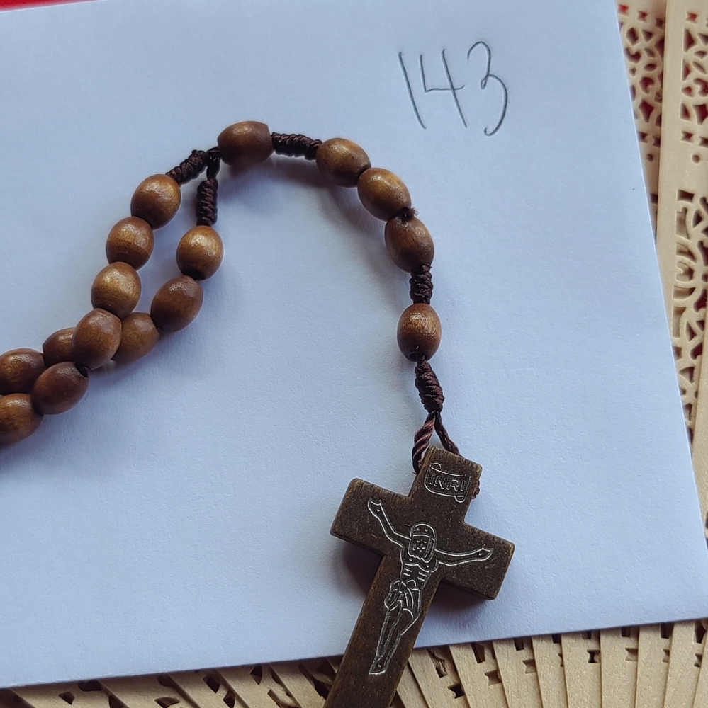 Catholic Rosary Necklace Wooden - Picture 11 of 12